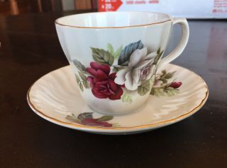 Vintage H Aynsley Tea Cup And Saucer Red & White Rose Design