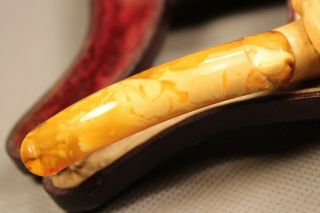 WONDERFUL Antique THE FROG PRINCE Block MEERSCHAUM AMBER Erotic Estate Pipe Pipa 10