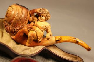 WONDERFUL Antique THE FROG PRINCE Block MEERSCHAUM AMBER Erotic Estate Pipe Pipa 2