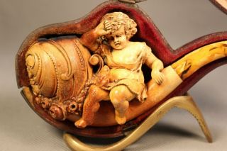 WONDERFUL Antique THE FROG PRINCE Block MEERSCHAUM AMBER Erotic Estate Pipe Pipa 3