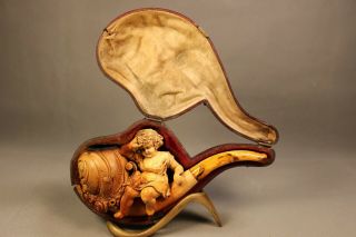 WONDERFUL Antique THE FROG PRINCE Block MEERSCHAUM AMBER Erotic Estate Pipe Pipa 4