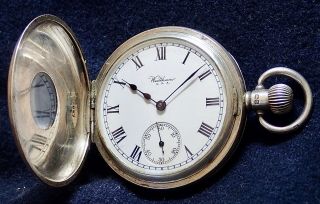 Rare Waltham " The Russell Model " Solid Silver Half Hunter Pocket Watch 16 Size