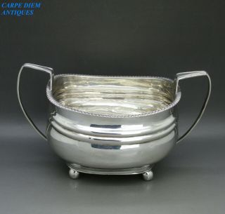 Antique George Iii Heavy Solid Sterling Silver Sugar Bowl 223g London 1815