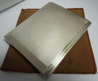 Large Heavy English Antique 1955 Sterling Silver Cigarette Case