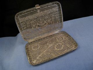 ANTIQUE INDIAN FILIGREE SILVER PRAYER MOSQUE CIGARETTE CARD CASE POCKET BOX 7