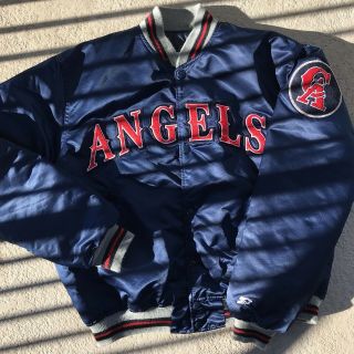 Vintage California Angels Starter Satin Jacket Rare 90s Mlb Disney Anaheim Trout