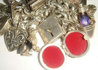 RARE UNIQUE VINTAGE SILVER ' PARIS FRANCE ' CHARM BRACELET X 33 CHARMS - 134g 11