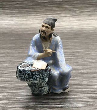 Chinese Mudman Shiwan Scholar Clay Figurine 2