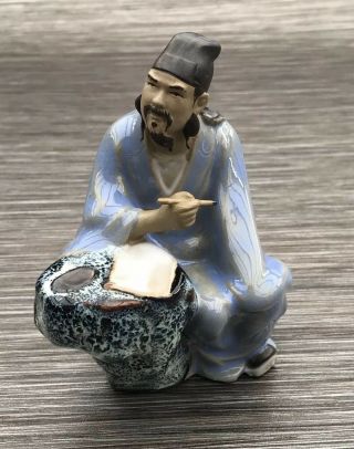 Chinese Mudman Shiwan Scholar Clay Figurine 2 2