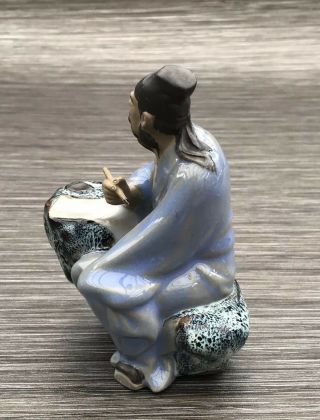 Chinese Mudman Shiwan Scholar Clay Figurine 2 4