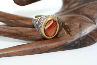 Statement Vintage 5 CT Agate 925 Sterling Silver Men ' s Scaled Greek Ring Sz 12.  5 3