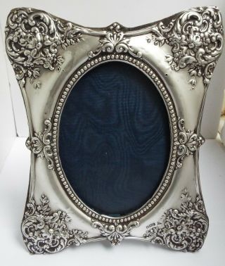LRGE DECORATIVE ENGLISH ANTIQUE 1903 SOLID STERLING SILVER PHOTO FRAME 2