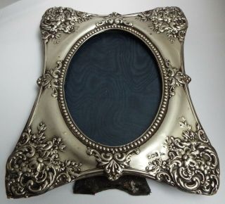 LRGE DECORATIVE ENGLISH ANTIQUE 1903 SOLID STERLING SILVER PHOTO FRAME 3