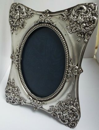 LRGE DECORATIVE ENGLISH ANTIQUE 1903 SOLID STERLING SILVER PHOTO FRAME 7