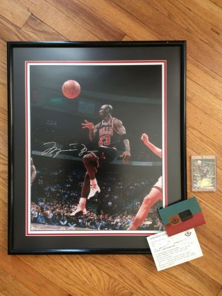 Rare,  Michael Jordan,  16 X 20,  Autographed Pic & Matching Card,  Uda With C.  O.  A.