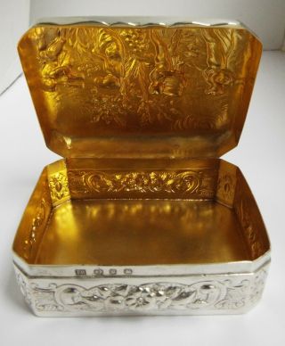 Large Decorative English Antique 1896 Solid Sterling Silver Table Box