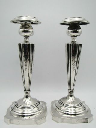 Antique Signed A.  G.  Sterling Silver 10 " Tall Candlestick Candle Holder Set