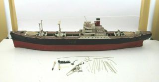 Huge 50 " Vtg Mid Century Wood Model Ship American Scout Cargo Boat (4 Repair)