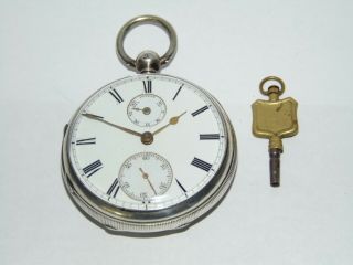 Rare Antique 1877 Silver Cased Up Down Fusee Pocket Watch Case W Carter
