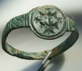 Extraordinary Double Cross Roman Bronze Ring