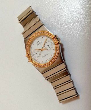 Rare OMEGA Constellation Mid - Size Men ' s Watch 18K Solid Gold Diamond Bezel WOW 4