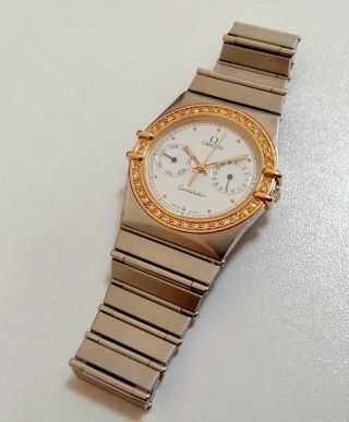 Rare OMEGA Constellation Mid - Size Men ' s Watch 18K Solid Gold Diamond Bezel WOW 5