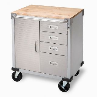 Rolling 4 - Drawer Storage Cabinet With Key Lock Vintage Parts Tool Box Chest Bin