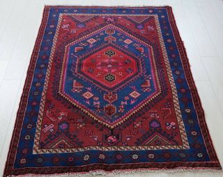 6.  63 X 4.  26ft Hand - Knotted Antique Hamadan Tribal Area Rug Vintage Wool Carpet