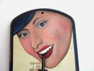 Vtg 1930 ' s HTF Pepsi Cola Sipping Girl Advertising Thermometer M - 32 - 1 2