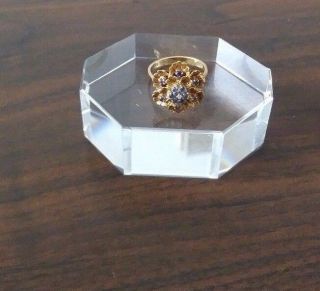 Vintage 18k Rose Gold Flower Ring With Blue Sapphire And Diamond