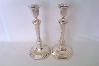 Solid Silver Georgian Style Candle Sticks Mappin & Webb 1992