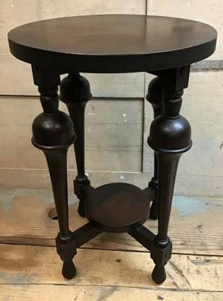 Vintage H.  T.  Cushman Plant Stand / Table Mahogany? Round