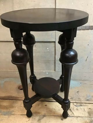 Vintage H.  T.  Cushman Plant Stand / Table Mahogany? Round 2