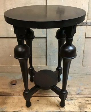 Vintage H.  T.  Cushman Plant Stand / Table Mahogany? Round 3