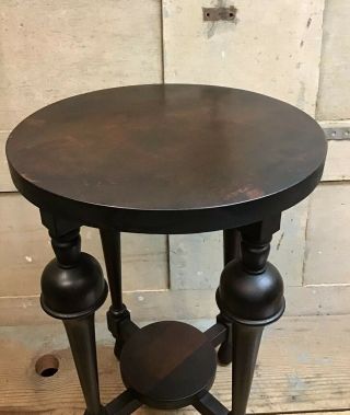 Vintage H.  T.  Cushman Plant Stand / Table Mahogany? Round 6
