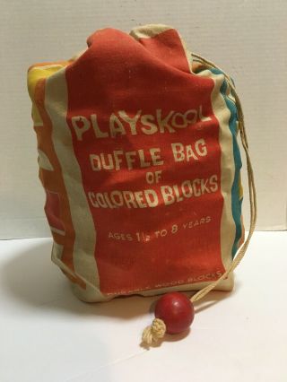 Playskool Duffle Bag Full Of Colored Blocks 660 Vintage