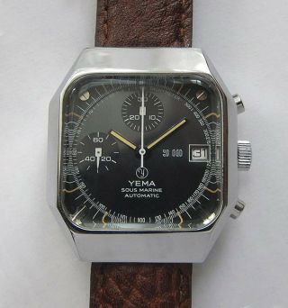 Yema Y10 Sous Marine Vintage 1970s Automatic Chronograph Valjoux 7754 Diver
