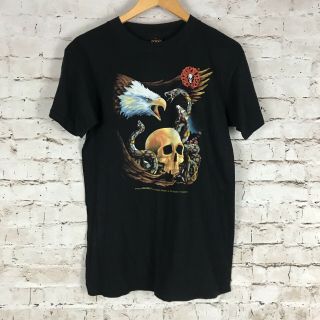 Vtg 3d Emblem T - Shirt Size M /l Easyriders Motorcycle Rodeo 1988 Black S/s Men 