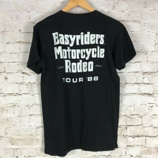 VTG 3D Emblem T - Shirt Size M /L Easyriders Motorcycle Rodeo 1988 Black S/S Men ' s 6