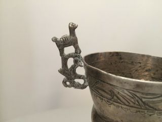 Antique 18th Peru Bolivia silver cup spanish colonial llama 5