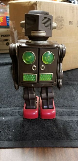 Vintage Tin Toy Sh Horikawa Attacking Martian Robot 1960s Japan Battery Brown
