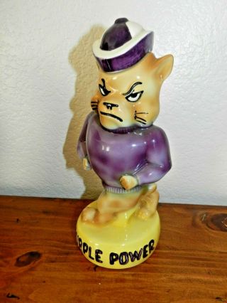 Vintage 1970 Kansas State University Willie Wildcat Purple Power Decanter