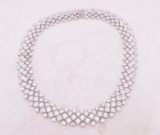 Silver Large Designer Paste Set Heavy Collar Necklace 925