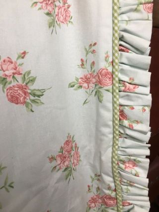 Vintage Heavy Cotton Lined Sun Blocking Green Pink Red Roses Drapes Shabby Chic