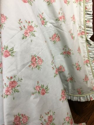 Vintage Heavy Cotton Lined Sun Blocking Green Pink Red Roses Drapes Shabby Chic 2