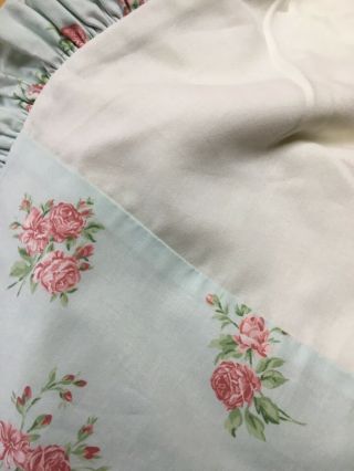 Vintage Heavy Cotton Lined Sun Blocking Green Pink Red Roses Drapes Shabby Chic 4
