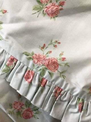 Vintage Heavy Cotton Lined Sun Blocking Green Pink Red Roses Drapes Shabby Chic 5