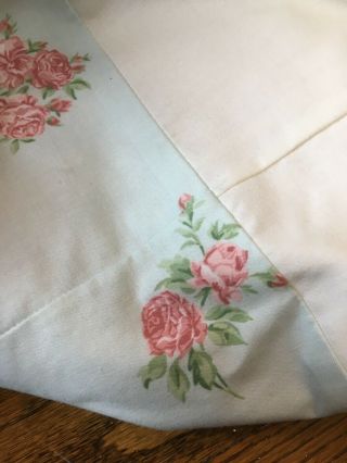 Vintage Heavy Cotton Lined Sun Blocking Green Pink Red Roses Drapes Shabby Chic 6