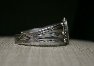 Vintage Harvey Era Navajo Sterling Silver Turquoise Cuff Bracelet 3