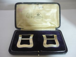 Cased Antique Mappin & Webb Sterling Silver Buckles - Lawrence Emanuel